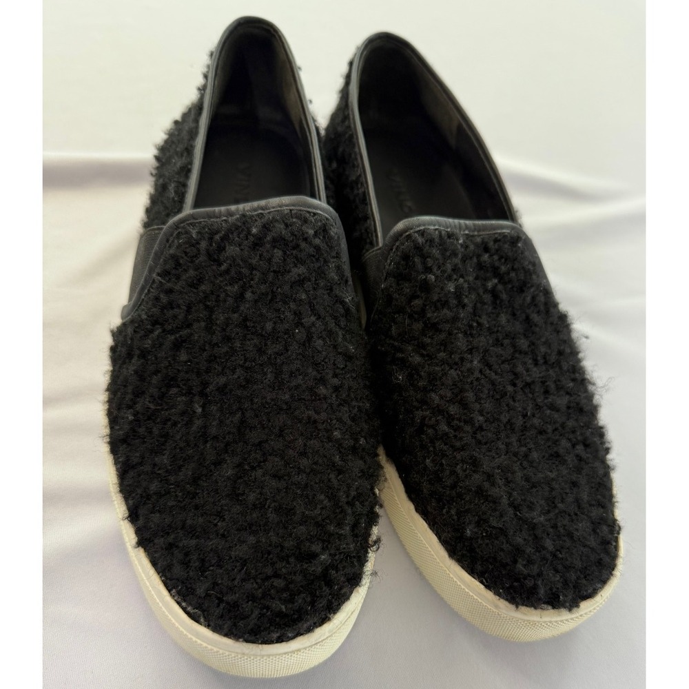 VINCE Blair Shearling Slip-On Sneakers Black